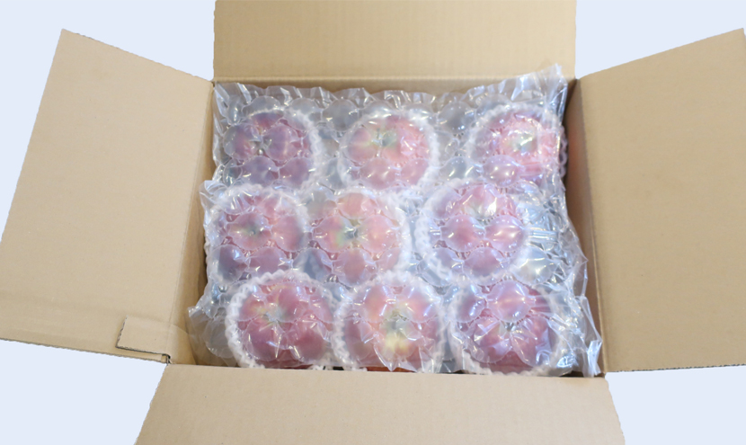 エアー緩衝材　果物梱包